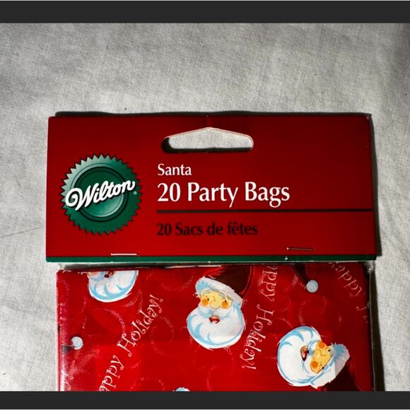 WILTON Party Treat Bags w Ties 20 ct - Christmas Holiday Santa - Red - Picture 4 of 5